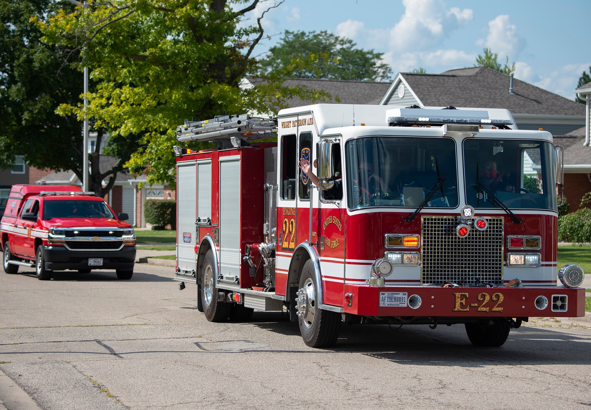Firefighters and firetrucks at National Night Out