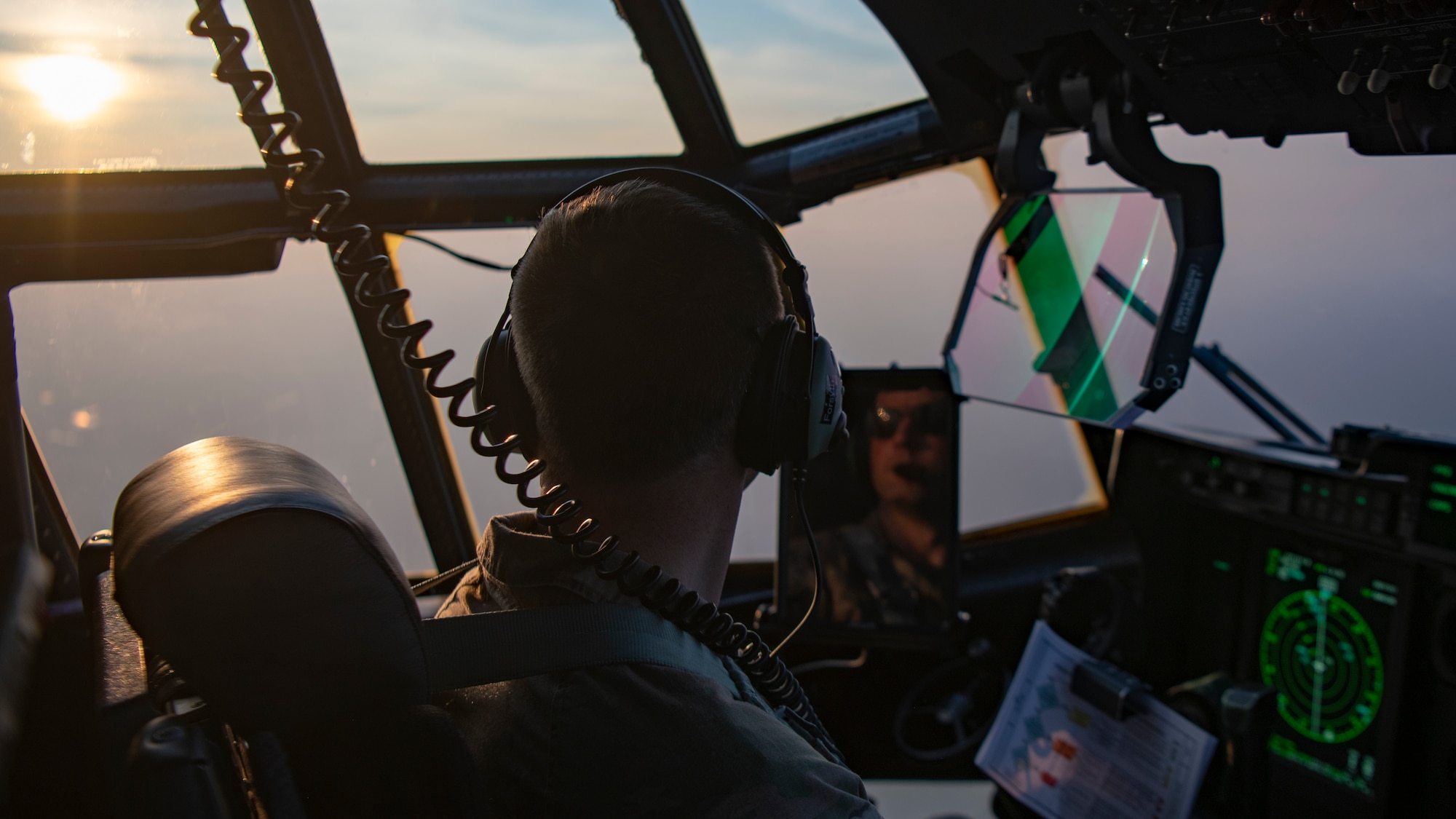 U.S. Air Force Maj. Jonathan Forsyth, a 492nd Special Operations Training Group Detachment 2 instructor pilot, flies an EC-130J Commando Solo during Operation Blood Rain near Eglin Range, Florida, Aug. 5, 2021.