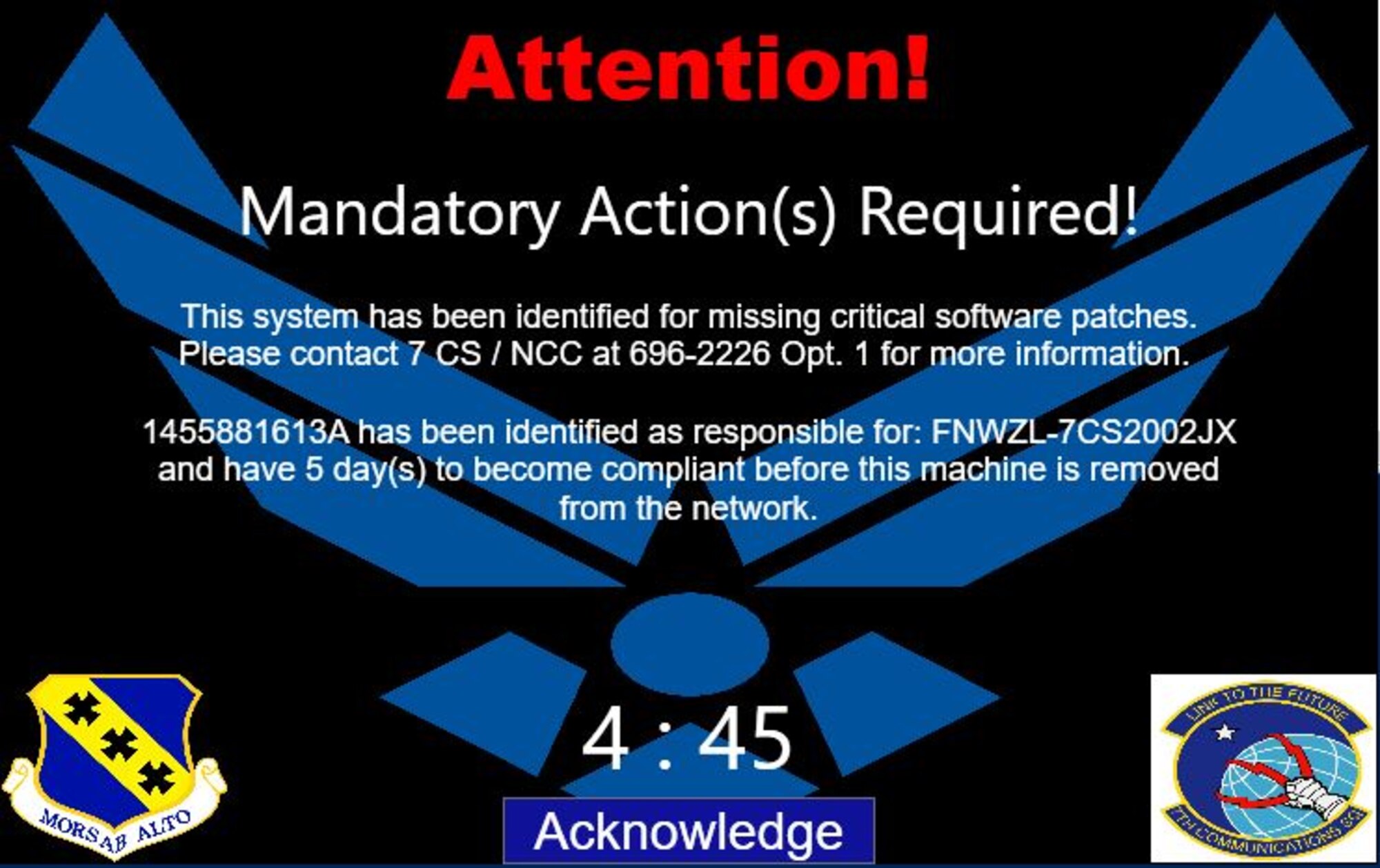 Airmen creates computer notification system