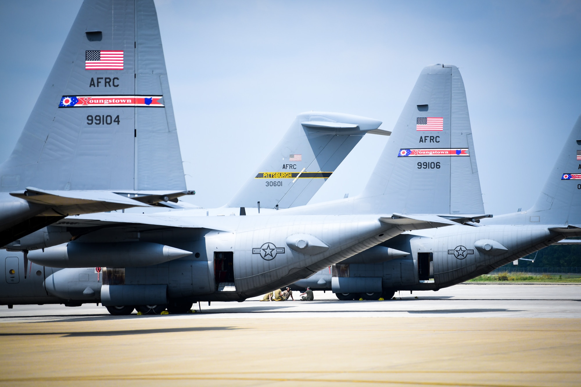 A trio of C-17 aircraft from Pittsburgh Air Reserve Station, Pennsylvania, was one of a trio of aircraft making use of the local runway and uncongested airspace for training.