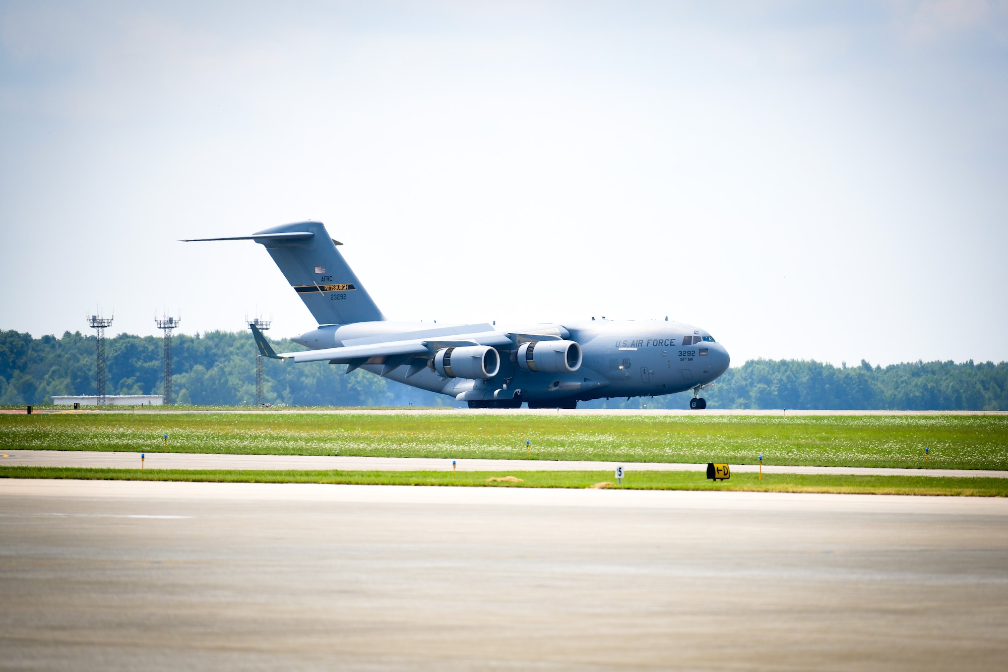 A trio of C-17 aircraft from Pittsburgh Air Reserve Station, Pennsylvania, was one of a trio of aircraft making use of the local runway and uncongested airspace for training.
