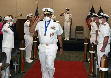 Cmdr. Michael Files, former commanding officer of Navy Talent Acquisition Group San Antonio, was “piped ashore”