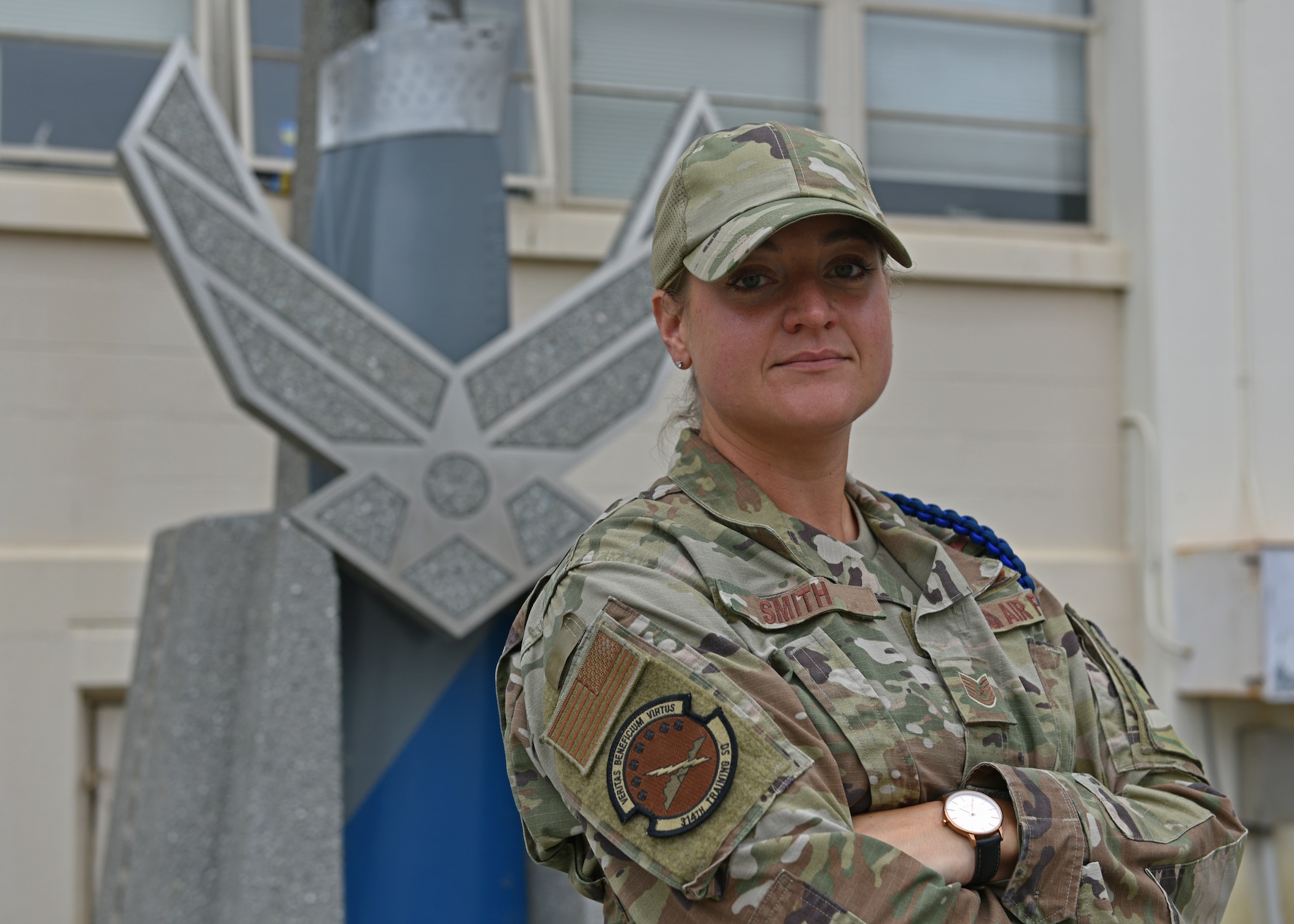 U.S. Air Force Tech. Sgt. Krista Smith, 314th Training Squadron military training leader, poses for a photo on the Presidio of Monterey, California, July 22, 2021. Smith went to the Defense Language Institute Foreign Language Center as an Airman and is now a MTL for students of DLIFLC. (U.S. Air Force photo by Senior Airman Ashley Thrash)