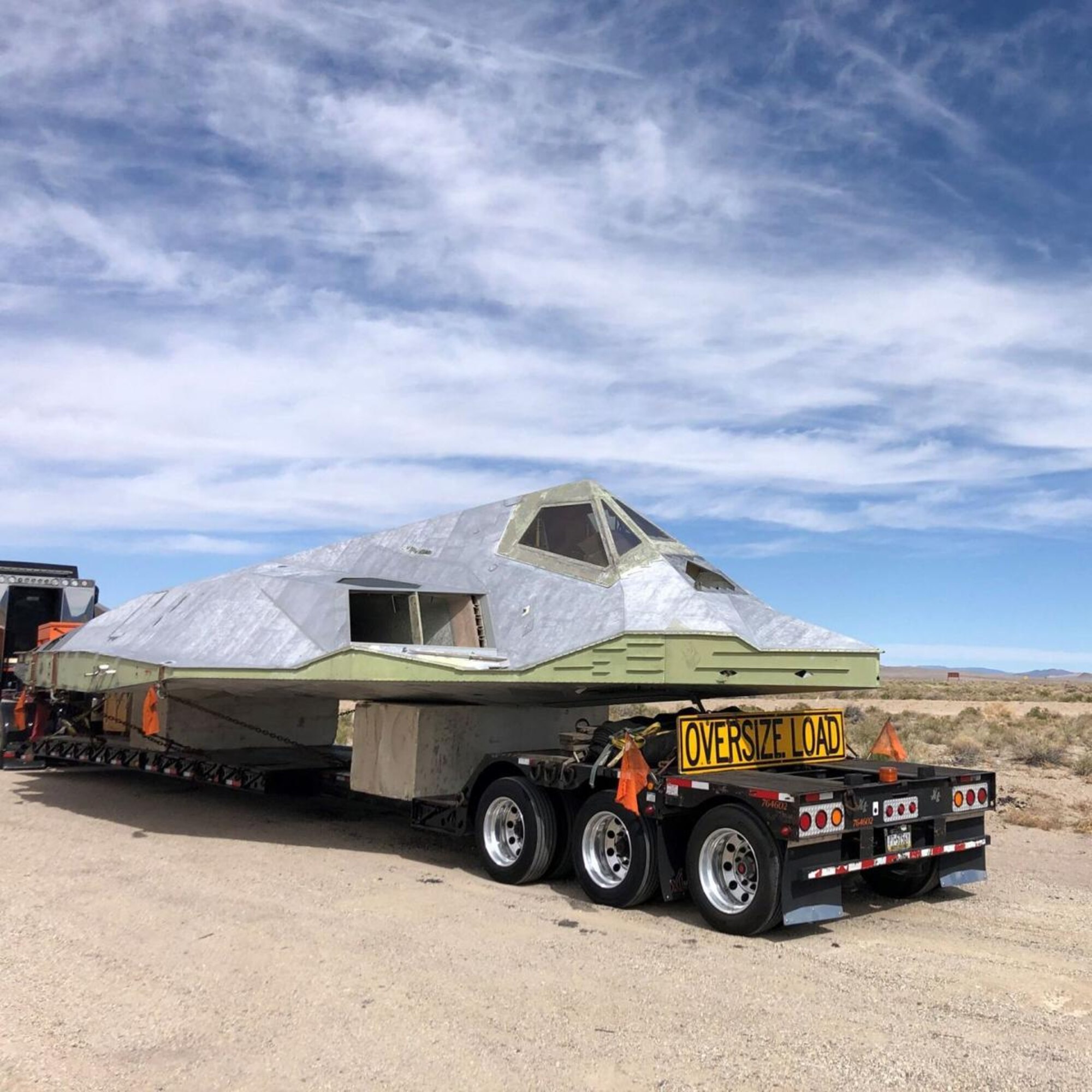 A photo of restoration of an F-117 Nighthawk.