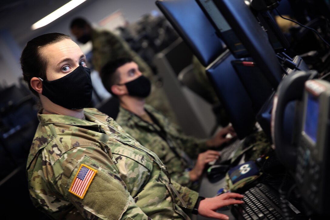 U.S. Cyber Command personnel work to defend the nation in cyberspace at Fort George G. Meade, Md., Oct. 28, 2020.