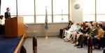 Army Col. Megan Stallings, incoming USMEPCOM commander, delivers remarks during a change of command ceremony held at USMEPCOM headquarters in North Chicago, Ill, Aug. 13. Through its 67 processing stations across the United States, USMEPCOM evaluates applicants for enlistment into the Armed Forces based on established Department of Defense and service-specific standards; it is the vital link between recruiting and training the All-Volunteer Force.