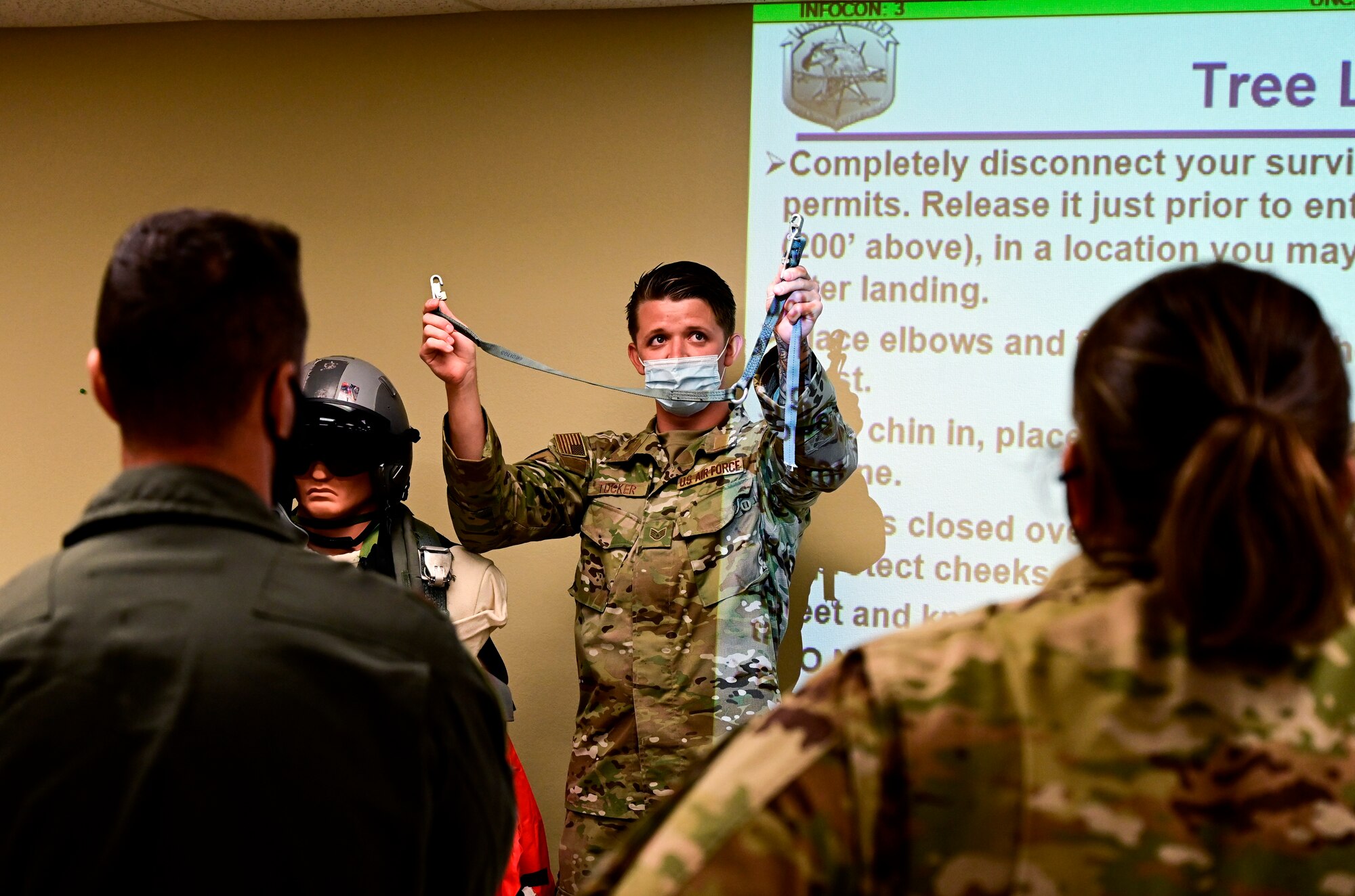 An instructor gives direction during training.