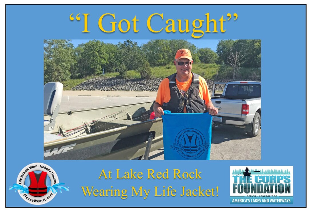 Boater wearing life jacket