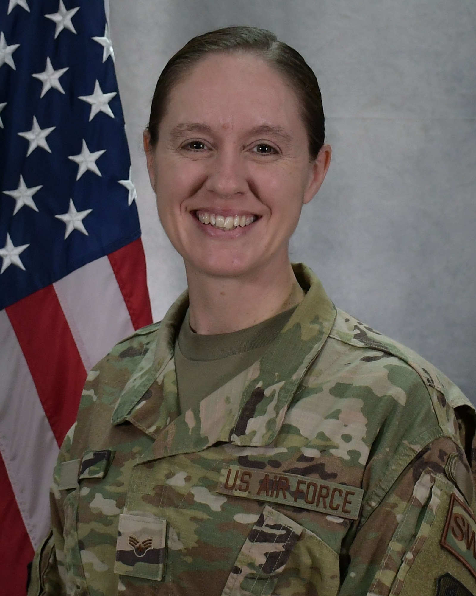 U.S. Air Force Senior Airman Ruth-Ann B. Bell, a weather forecaster with the 203rd Weather Flight, 193rd Special Operations Wing, Pennsylvania Air National Guard, poses for an official portrait at Fort Indiantown Gap, Annville, Pennsylvania, April 7, 2021. Bell was named the Air National Guard’s 2021 Outstanding Airman of the Year. (U.S. Air National Guard photo by Master Sgt. Matt Schwartz)