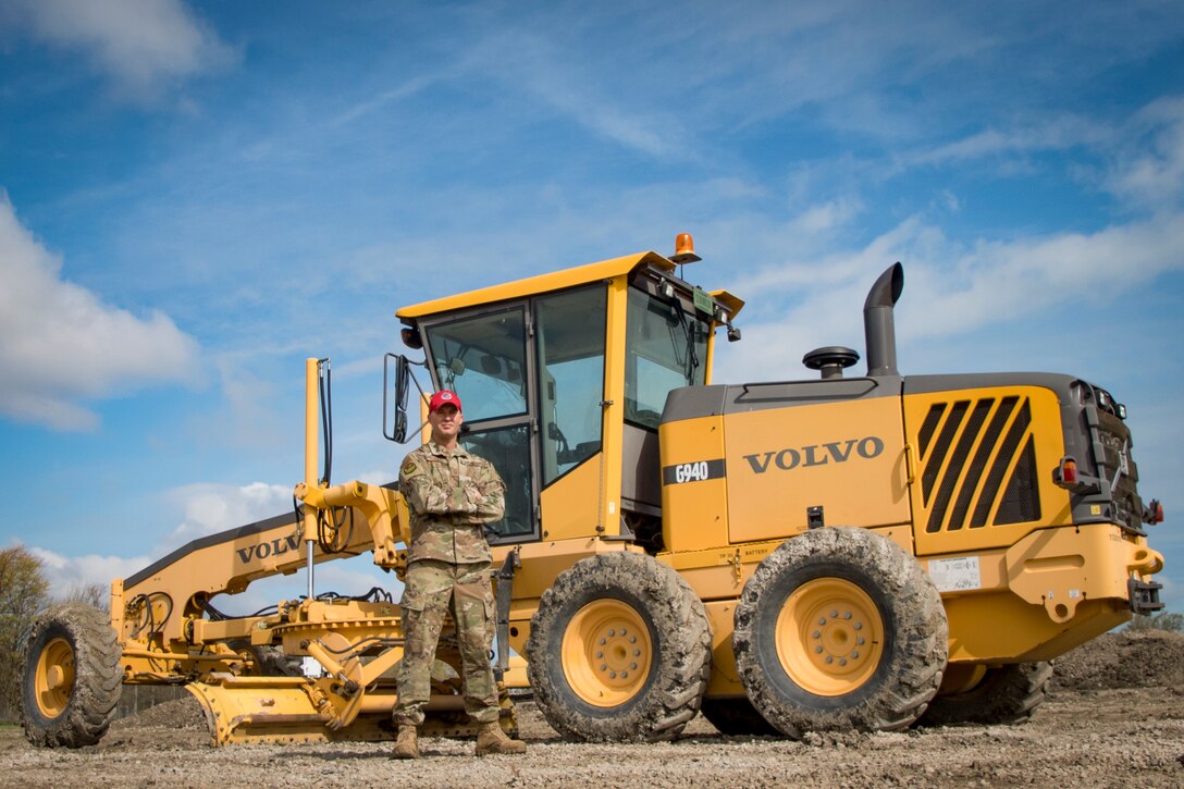 U.S. Air Force Senior Master Sgt. Mark Schneider, a pavement, maintenance and construction equipment superintendent, for the 200th RED HORSE, Ohio National Guard, poses for a photo at Camp Perry, Ohio, April, 17, 2021. Schneider was awarded Senior Non-Commissioned Officer of the Year for the Air National Guard. (U.S. Air National Guard photo by Master Sgt. Molly Teegarden)