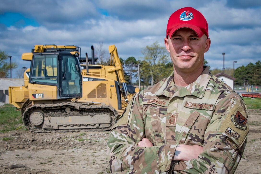 U.S. Air Force Senior Master Sgt. Mark Schneider, a pavement, maintenance and construction equipment superintendent, for the 200th RED HORSE, Camp Perry, Ohio, was awarded Senior Non-Commissioned Officer of the Year for the Air National Guard. He is the first 200th RED HORSE member to win the national level competition. (U.S. Air National Guard photo by Senior Master Sgt. Molly Teegarden)