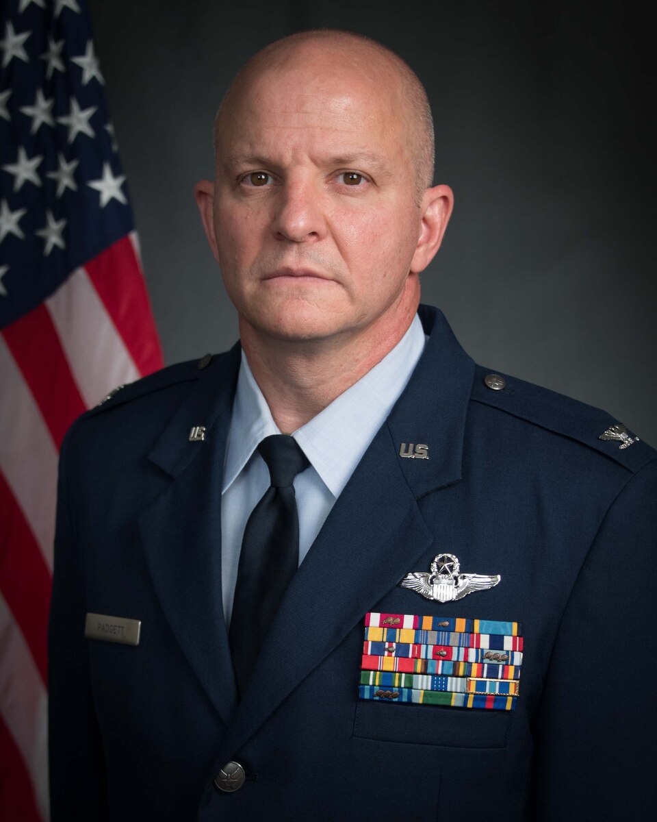 U.S. Air Force Official photo for Col. Joshua Padgett's biography.