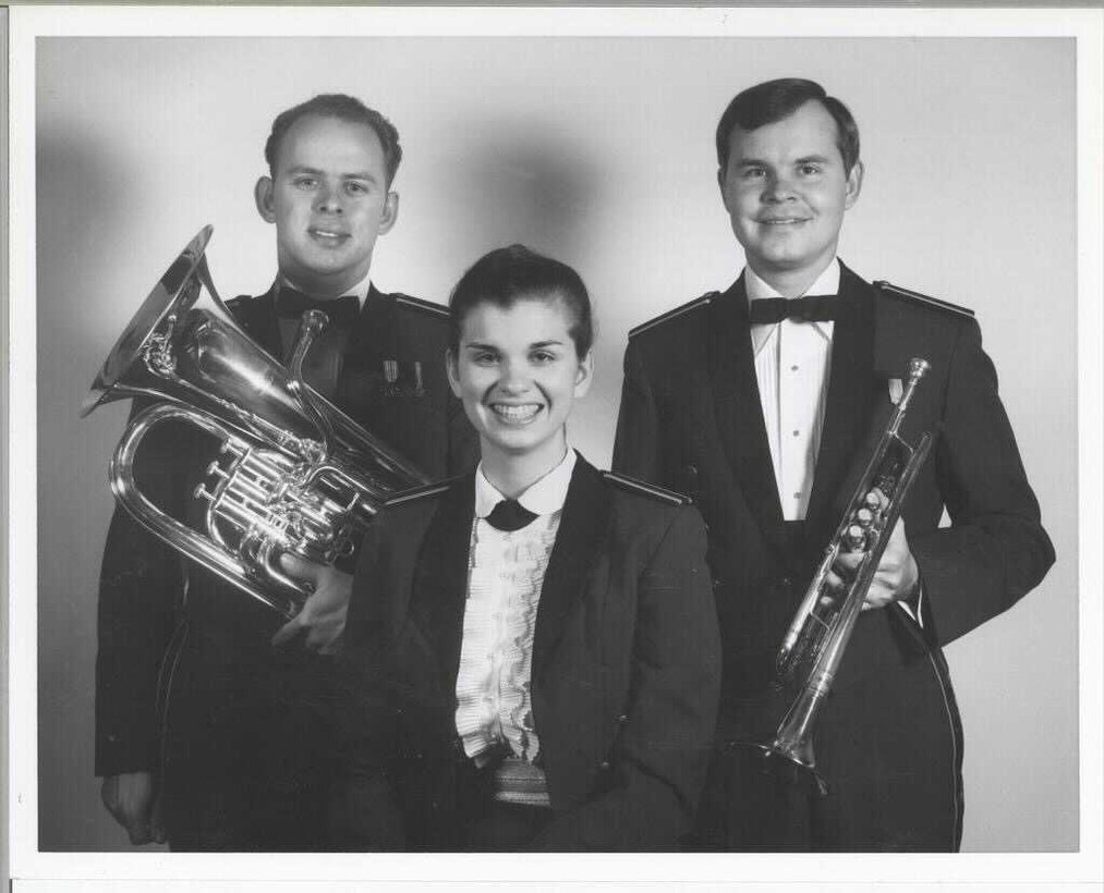 The Bowman siblings all served as members of The U.S. Air Force Band. Pictured from left to right are euphoniumist Brian Bowman, vocalist Linda Jane Bowman, and trumpeter Victor Bowman.