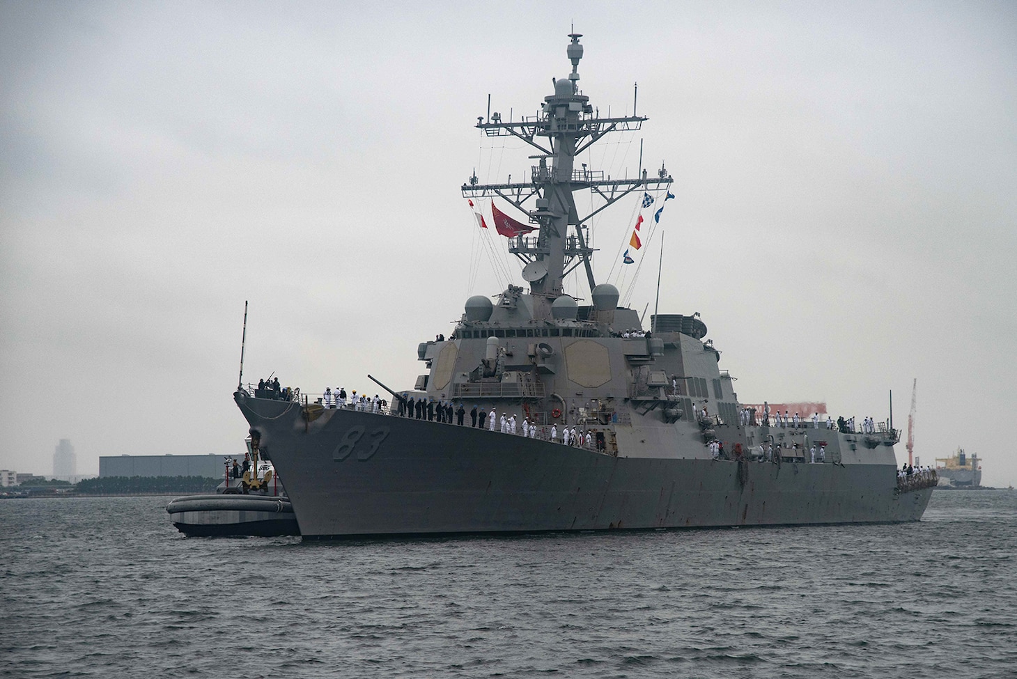 The Arleigh Burke-class guided-missile destroyer USS Howard (DDG 83) arrives at Commander, Fleet Activities Yokosuka (CFAY), Japan Aug. 16 as one of the newest additions to Commander, Task Force (CTF) 71/Destroyer Squadron (DESRON) 15. Howard is assigned to CTF 71/DESRON 15, the Navy’s largest forward deployed DESRON and the U.S. 7th Fleet’s principle surface force.