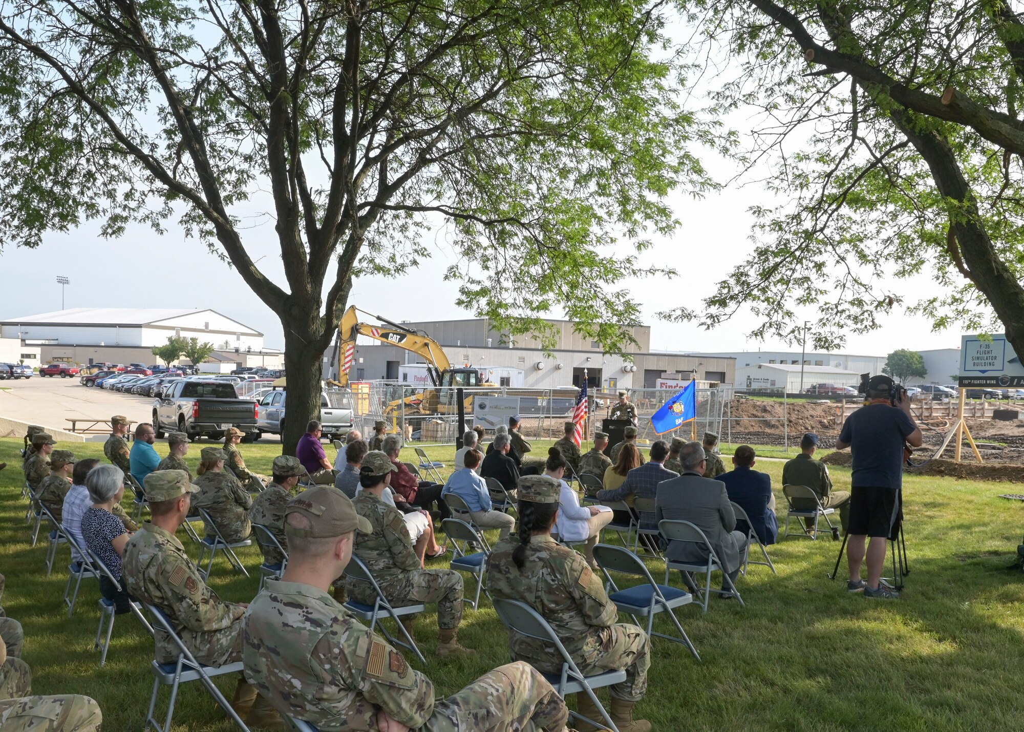 The Wisconsin Air National Guard’s 115th Fighter Wing holds a breaking ground ceremony on its first major F-35 project Aug. 11, 2021 at Truax Field. The ceremony brought together military and civilian leadership to commemorate the future of the Madison unit as the selected beddown site of the F-35 Lightning II aircraft. (U.S. Air National Guard photo by Staff Sgt. Cameron Lewis)
