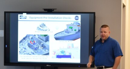 IMAGE: NSWCDD Engineer Robert Fowler gives a presentation on applications of virtual reality in naval engineering during an event at the Cyber Bytes Foundation’s virtual reality summer camp.