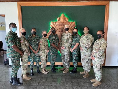 Female leaders from the Florida National Guard worked with female leaders from the Guyana Defence Force to host the first Women, Peace and Security workshop in Georgetown, Guyana, Aug. 5-6, 2021.