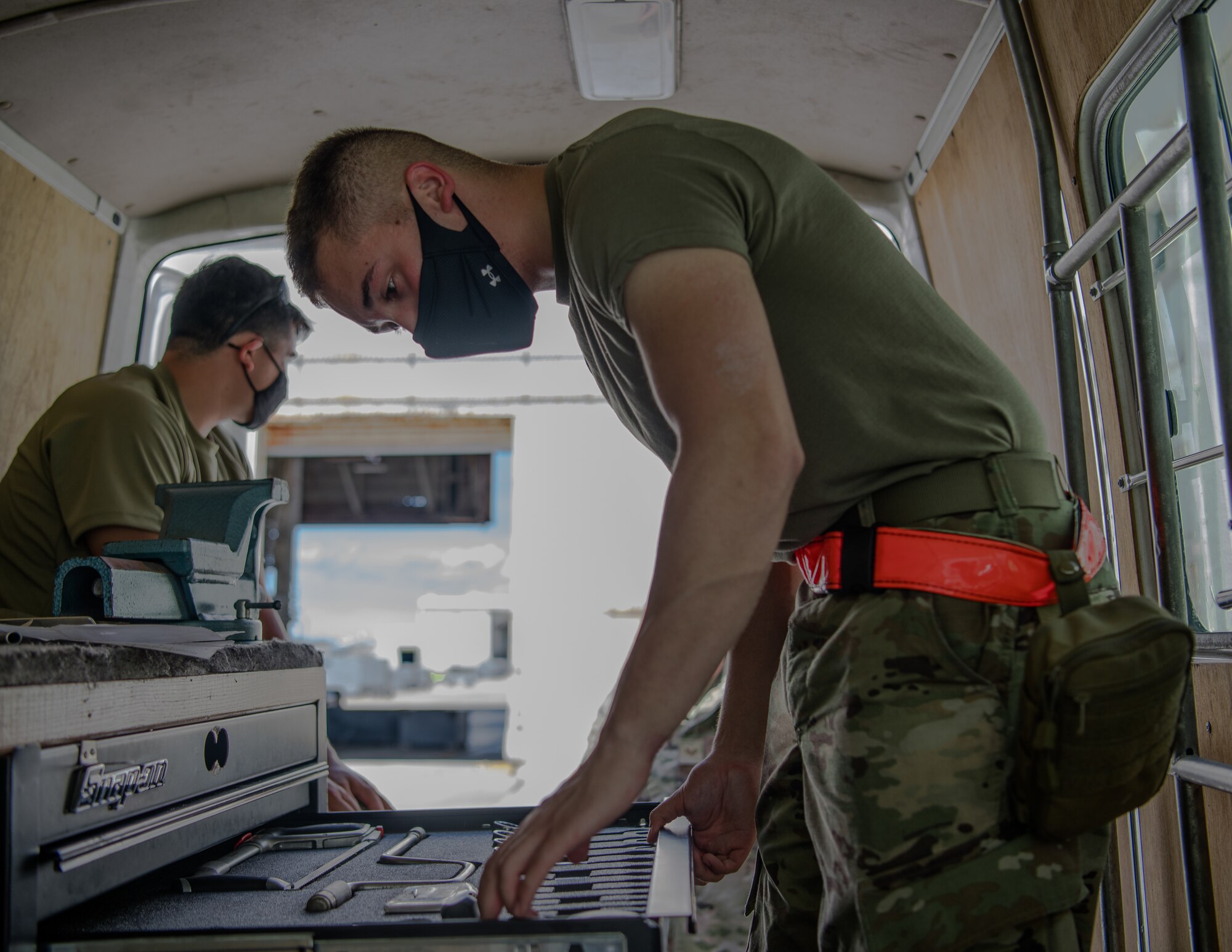 18th Equipment Maintenance Squadron aircraft structural maintenance apprentice inventories the contents of a toolbox.
