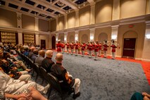 Marines with “The Commandant’s Own,” U.S. Marine Drum and Bugle Corps, perform during the Friday Evening Parade at Marine Barracks Washington, Aug. 13, 2021.