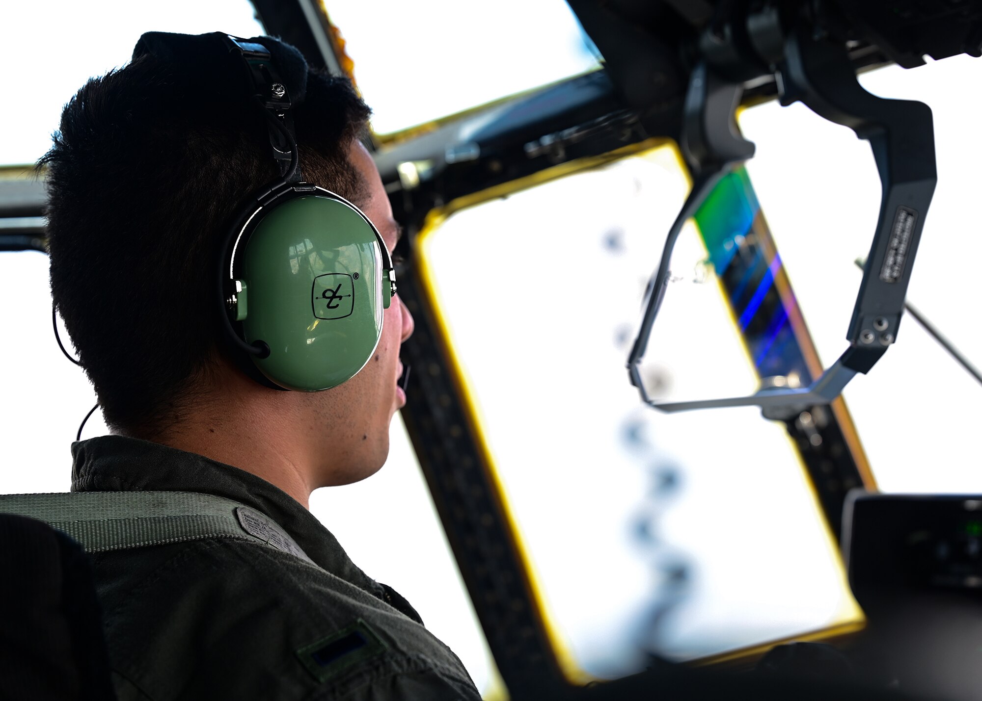 1st Lt. Justin Click, 62d Airlift Squadron student pilot, prepares to taxi in a C-130J Super Hercules that has undergone the 8.1 block upgrade