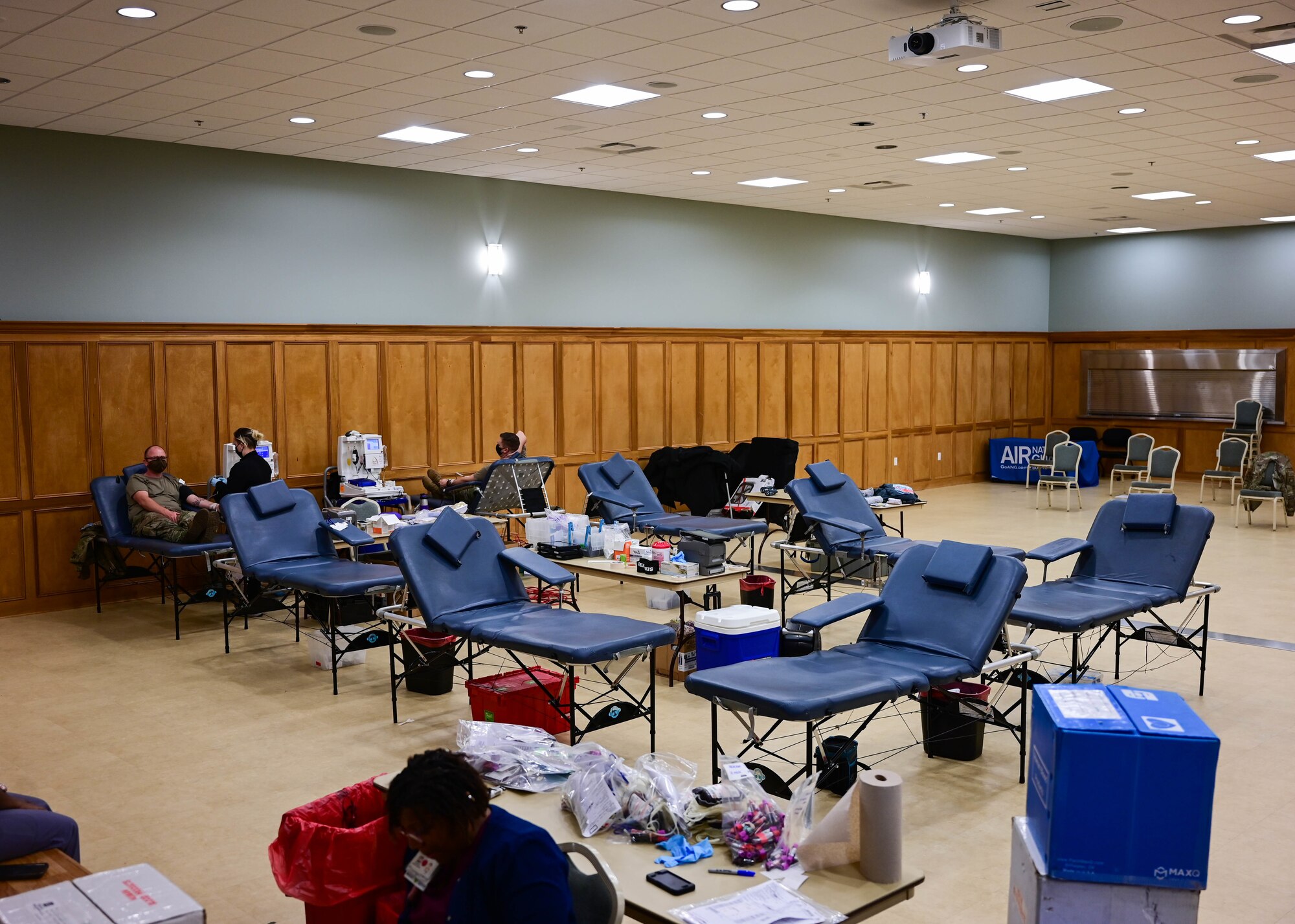 Team Little Rock Airmen participate in a monthly blood drive