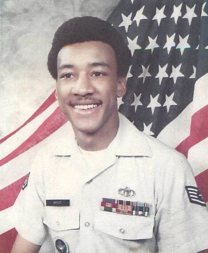 Bernard “Safety Dude” Bruce, U.S. Air Force retired 56th Fighter Wing Occupational Safety and Health manager, is shown as a staff sergeant in 1973 at Keesler Air Force Base, Mississippi. At the time of this photo, Bruce was an air traffic controller instructor. During his 50 years with the Air Force – 26 years of active duty and 24 years as a government-service employee – Bruce held many roles, including being an Air Traffic Controller in the Vietnam War, a radio host for Air Force’s Radio and Television Network, the 56th Fighter Wing Occupational Safety and Health manager and the historian for the local Tuskegee Airmen Incorporated chapter. (Courtesy Photo)