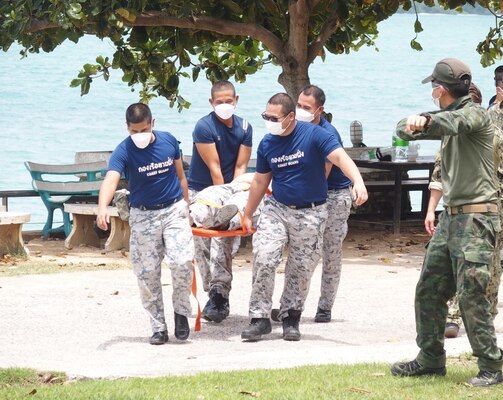 PHUKET, Thailand (Aug. 15, 2021) U.S. Navy and Thailand Maritime Enforcement Command Center (Thai MECC) personnel practice maritime tactics, techniques and procedures during Southeast Asia Cooperation and Training (SEACAT) exercise.