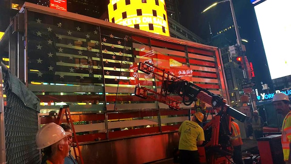 Renovations at Times Square Recruitment Booth