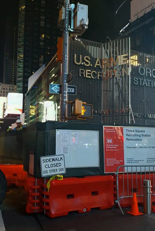 Renovations at Times Square Recruitment Booth