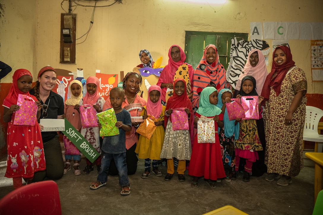 U.S. Army Civil Affairs Soldiers conduct oral hygiene class in We’a, Djibouti