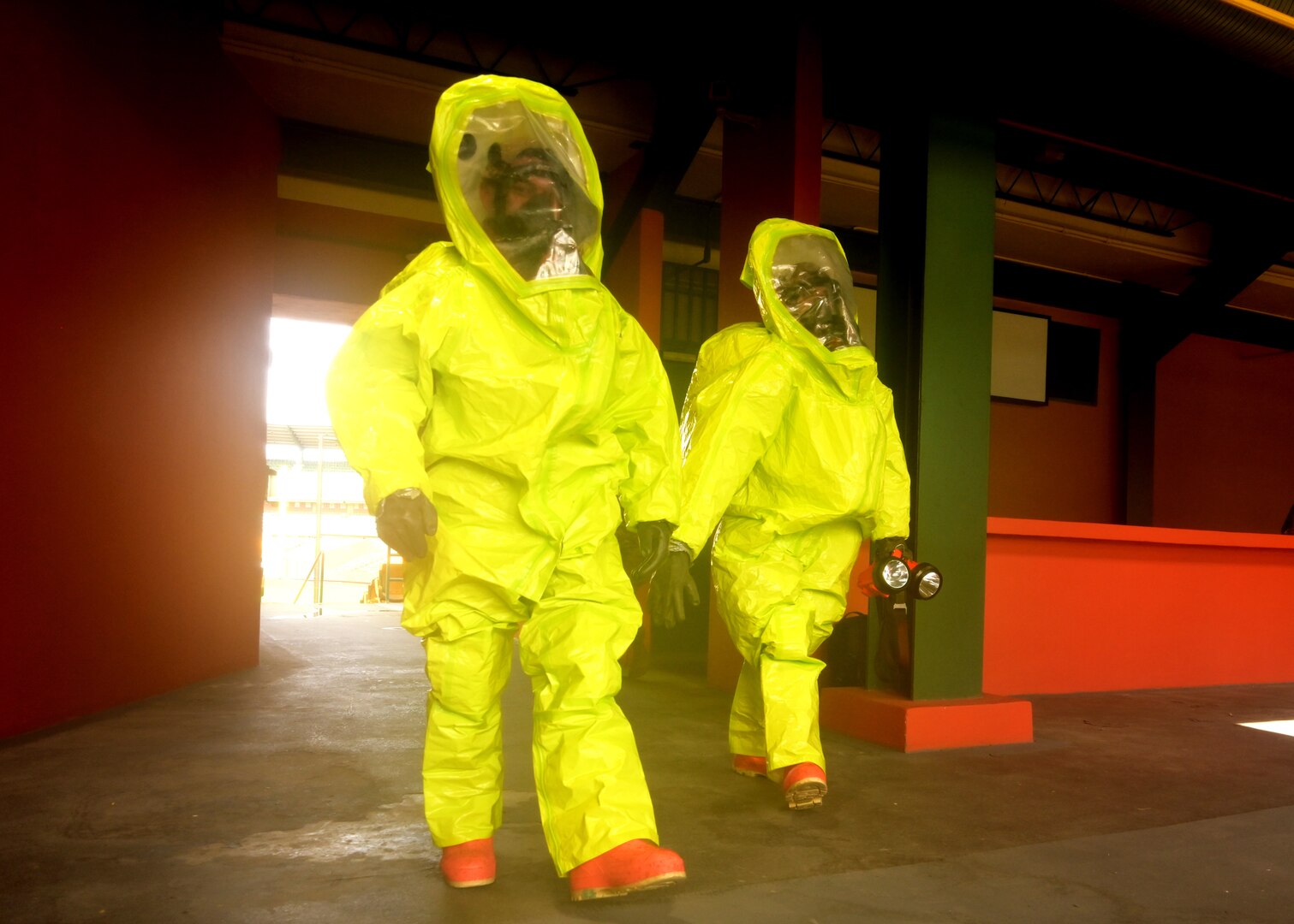 Weapons of Mass Destruction Civil Support Team members in protective equipment respond to a potential chemical, biological, or radiological threat while participating in a training event in the municipality of Carolina in Puerto Rico, Aug. 18, 2021. The training scenarios include response, evaluation, testing, and securing the area of contamination. The members are made up of soldiers and airmen from the 33rd WMD-CST, District of Columbia National Guard, along with other CST's from Texas, North Carolina, West Virginia, Puerto Rico and the District of Columbia Fire and Emergency Management Service.