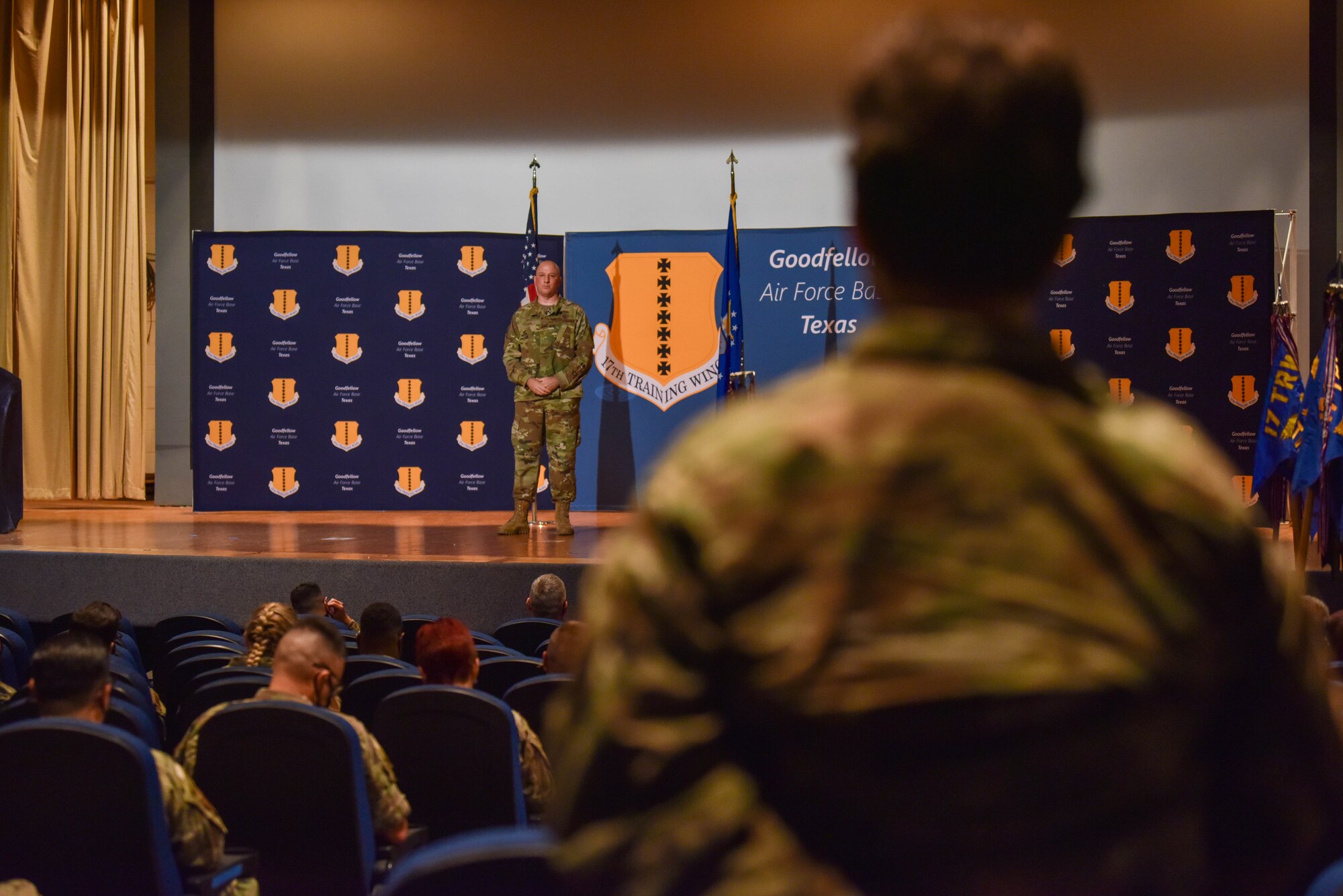 17th TRW commander speaks at all-call