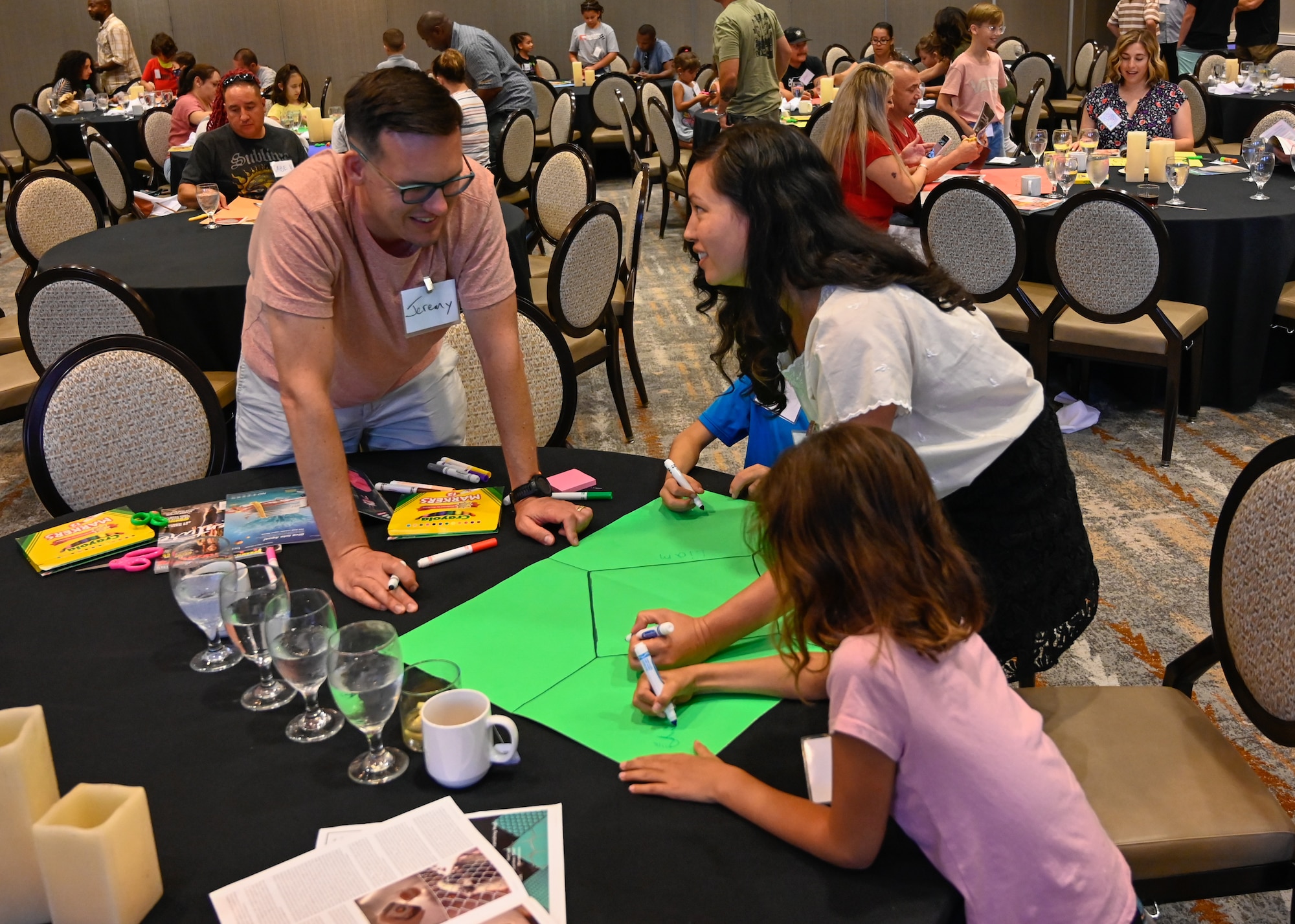 2nd Lt. Jeremy Pape, works on a family craft at the Strong Bonds Family event