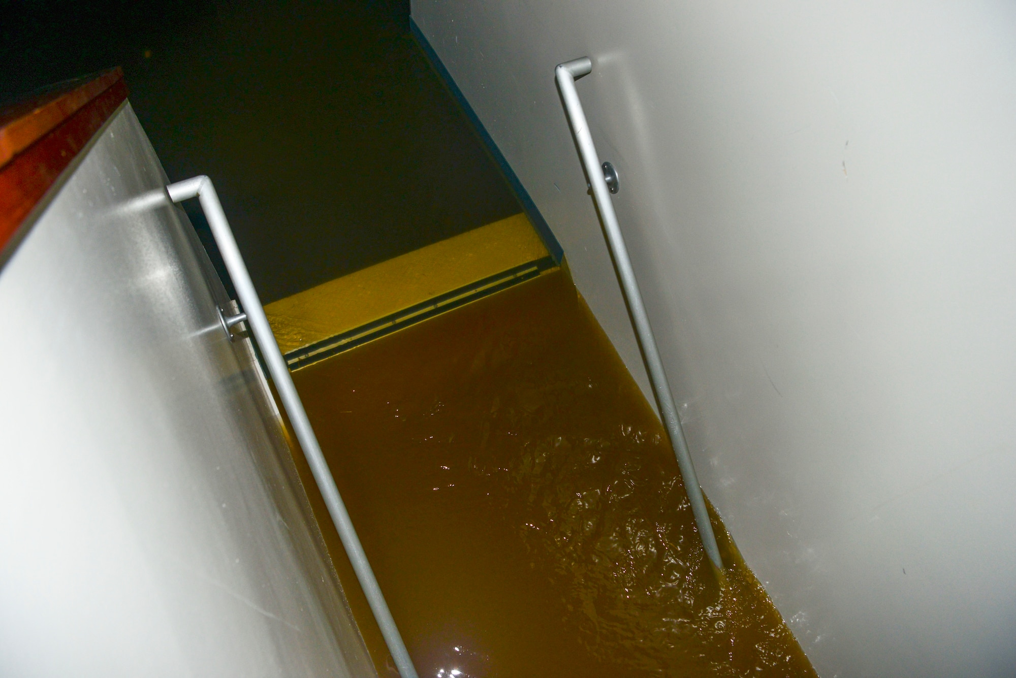 A hallway in the 9th Physiological Support Squadron (PSPTS) floods Jan. 6, 2019, at Beale Air Force Base, California.