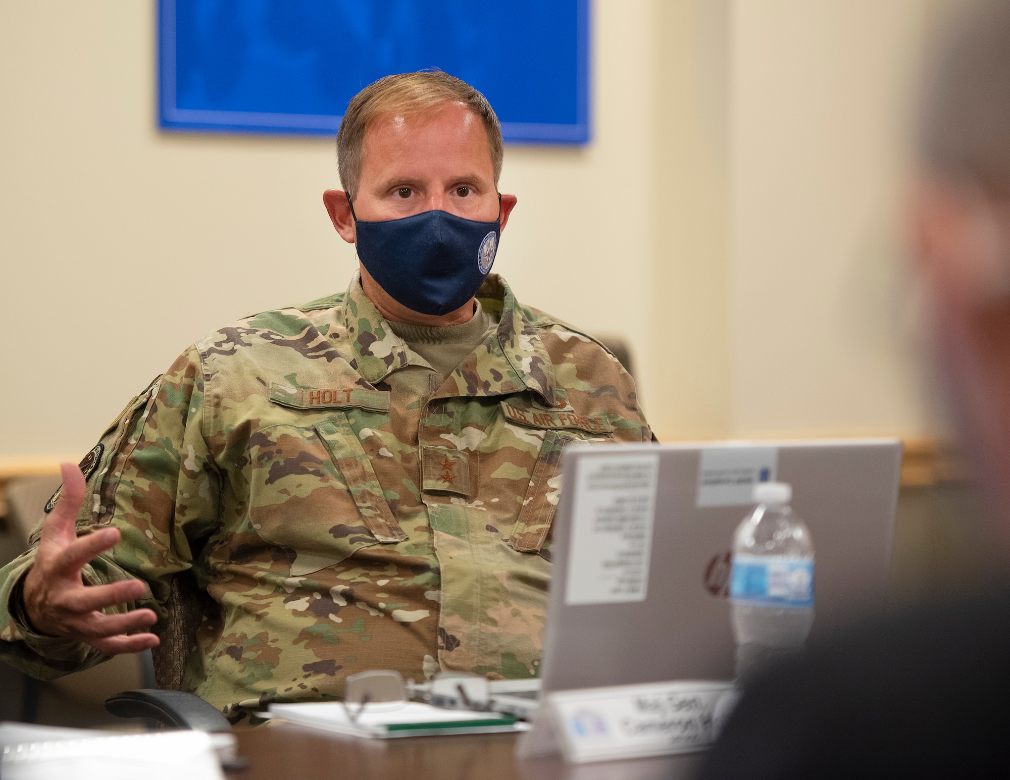 Maj. Gen. Cameron Holt, Air Force deputy assistant secretary for Contracting, addresses the Air Force Category Management Council at Wright-Patterson Air Force Base on Aug. 10. The council meets quarterly to discuss the most efficient way to manage common goods and services through assignment of cost ownership and business intelligence development. (U.S. Air Force photo by R.J. Oriez)