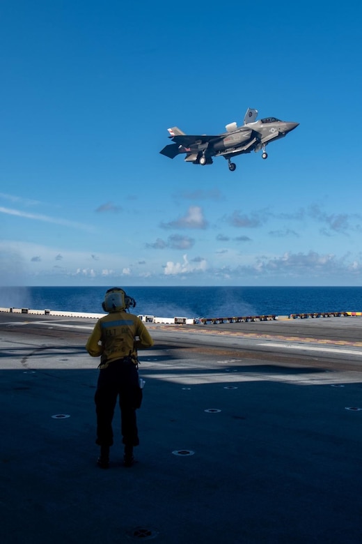 USS America (LHA 6) Conducts Flight Operations with Royal Navy Aircraft Carrier HMS Queen Elizabeth
