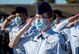 Staff Sgt. Julia Chambers renders a salute.