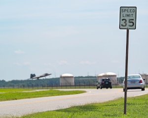Speed limit sign on the Langley flight line