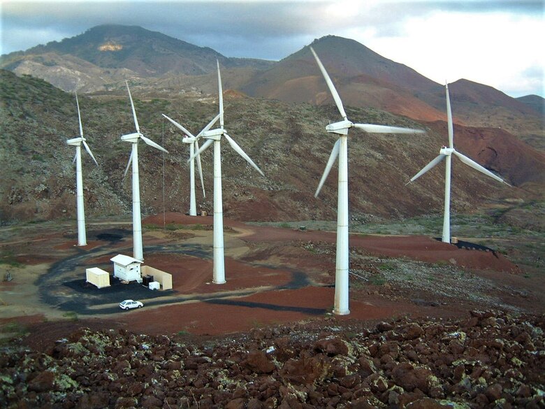 Ascension Island Airfield wind turbines