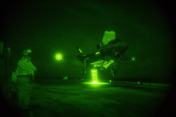 USS America (LHA 6) conducts flight operations.