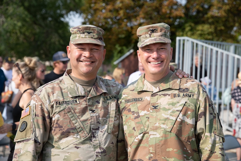 Col. Steven A. Fairbourn relinquished command of the 65th Field Artillery Brigade to Col. Shawn M. Fuellenbach during a change-of-command ceremony Aug. 8, 2021, at Camp Williams, Utah