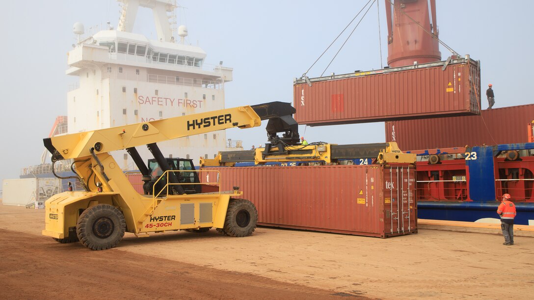 Supply crate in front of ship.