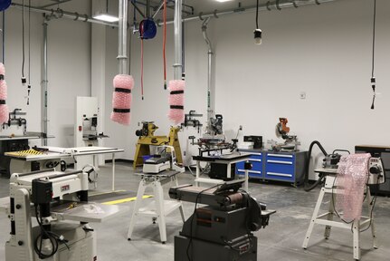A new 63,000-square-foot Training Support Center (TSC), which features a carpentry room to make and repair training aides, opened at Fort Indiantown Gap in early 2020, consolidating the operations previously located in six World War II-era buildings into one state-of-the-art facility. (U.S. Army National Guard photo by Staff Sgt. Zane Craig)