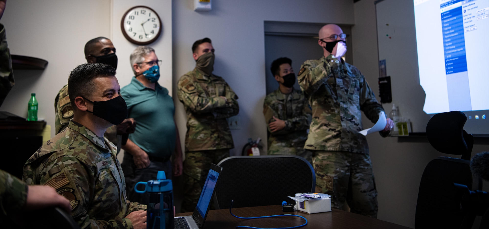 PETERSON SPACE FORCE BASE, Colo. - U.S. Air Force Col. David Wilson, 21st Mission Support Group commander, successfully performs Network Control Center Actions while on a tour of the 21st Communiction Squadron at Peterson Space Force Base, Colorado, Aug. 20, 2021.  The 21st CS is responsible for the program, support and maintenance of $79 million in communications and computer systems servicing more than 10,000 users on Peterson. (U.S. Space Force photo by Airman 1st Class Joshua Fontenot)
