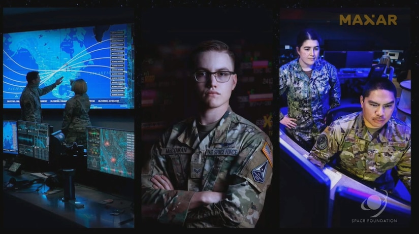 A photo compilation of service members is shown.