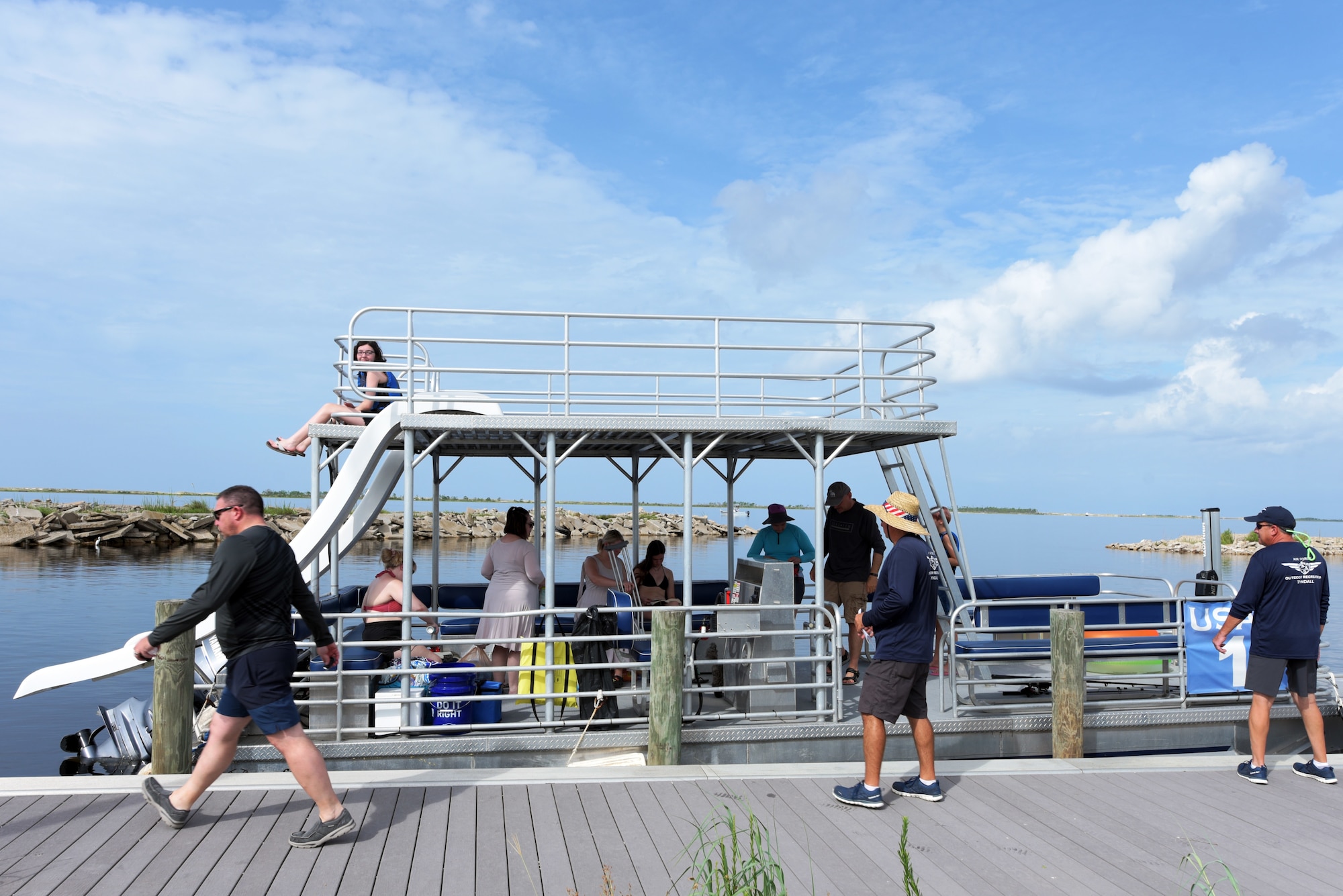 People board a boat