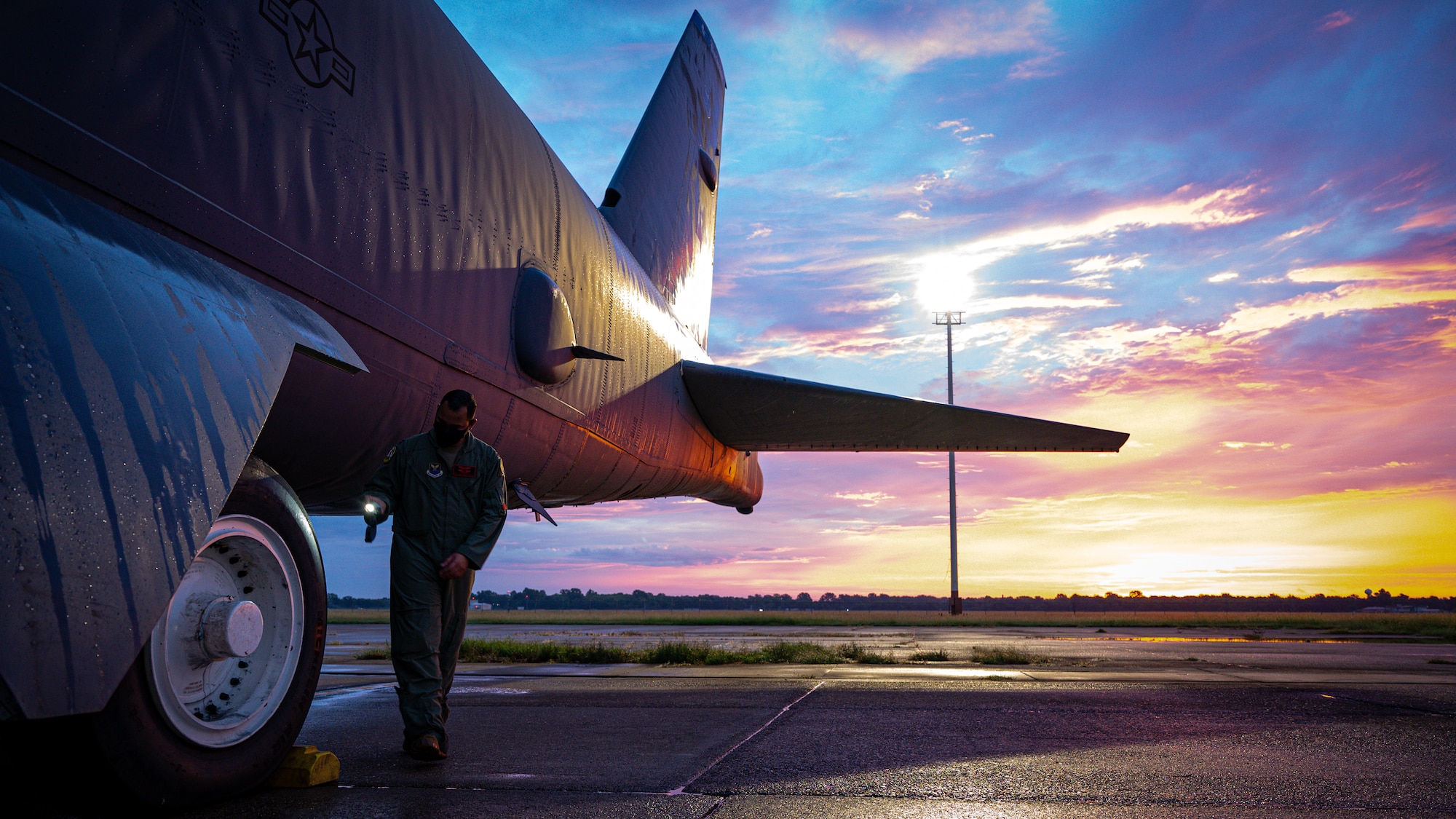 Capt. Fernando Abreu Perez, 96th Bomb Squadron aircraft commander, performs pre-flight checks on a B-52H Stratofortress before takeoff during a readiness exercise at Barksdale Air Force Base, Louisiana, Aug. 18, 2021.