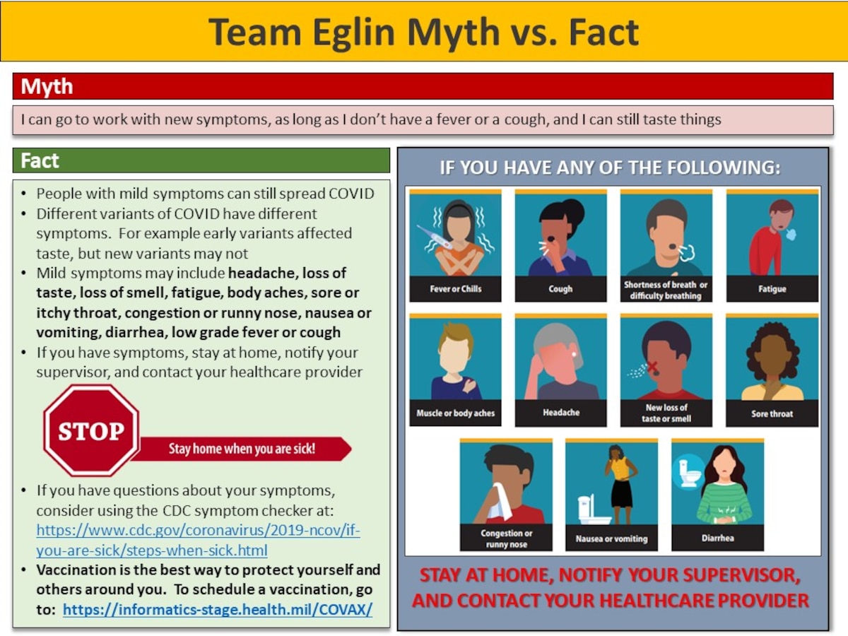 COVID19 symptoms mythbuster > Eglin Air Force Base > Article Display