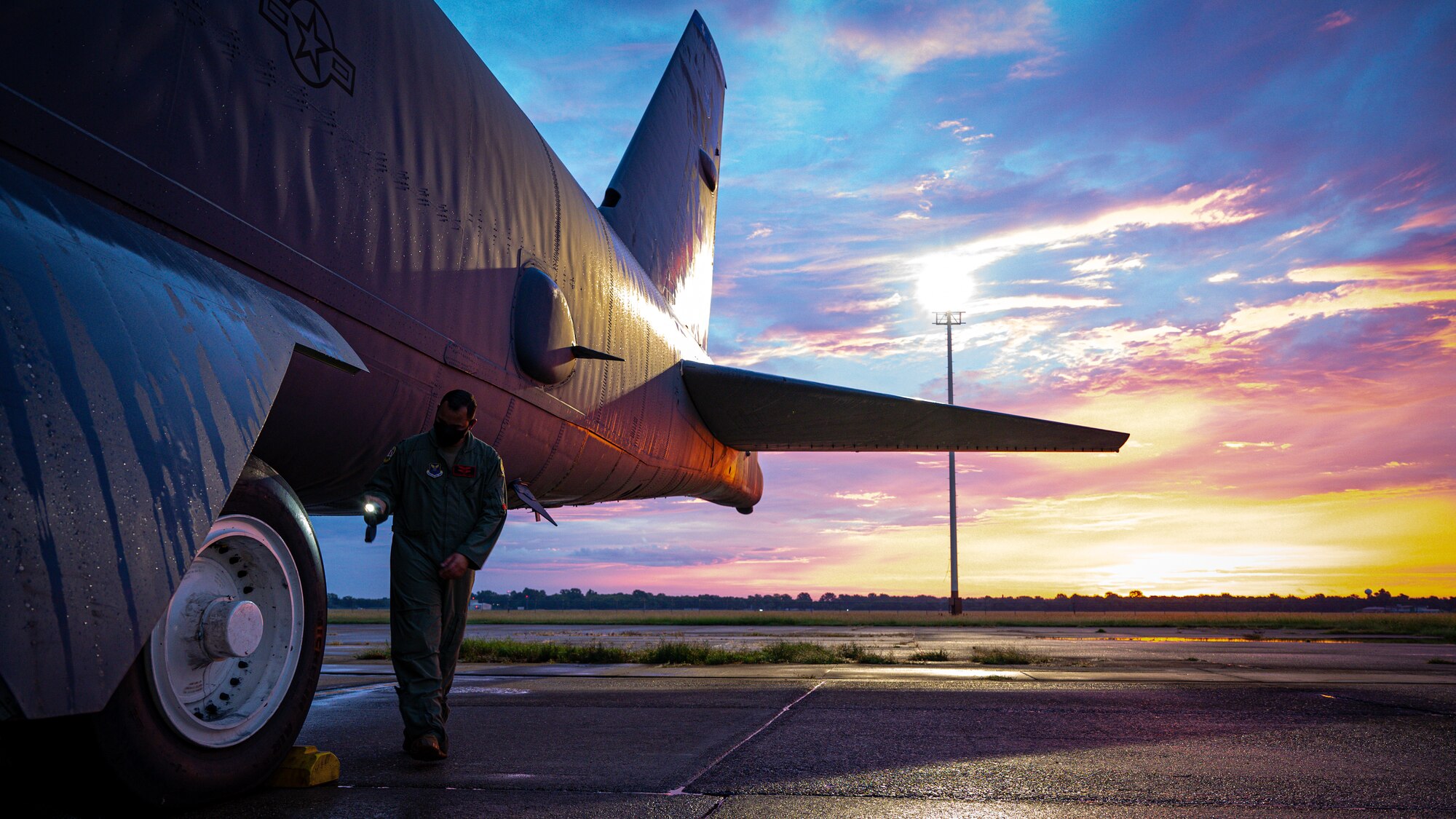 Capt. Fernando Abreu Perez, 96th Bomb Squadron aircraft commander, performs pre-flight checks on a B-52H Stratofortress before takeoff during a readiness exercise at Barksdale Air Force Base, Louisiana, Aug. 18, 2021.