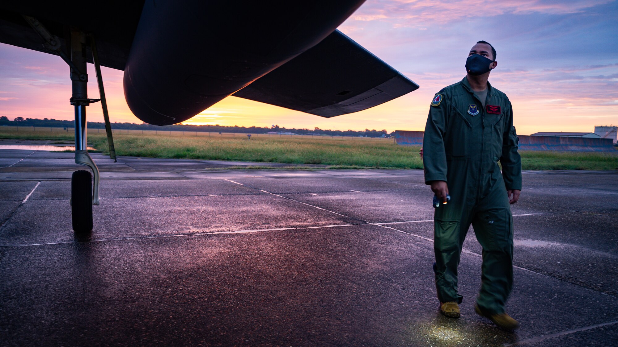Capt. Fernando Abreu Perez, 96th Bomb Squadron aircraft commander, performs pre-flight checks on a B-52H Stratofortress before takeoff during a readiness exercise at Barksdale Air Force Base, Louisiana, Aug. 18, 2021.
